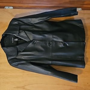 LEATHER JACKET BLAZER STYLE, MEDIUM, BLACK, EXCELLENT CONDITION